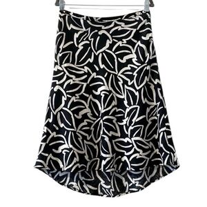 Willi Smith 100% Linen A-Line Midi Skirt Sz 6 Black White Pattern Lined